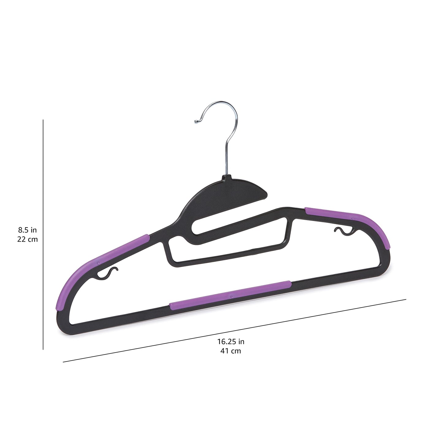 Amazon Basics Rubber Coated Plastic Hangers – Black/Purple, Pack of 30 30-Pack