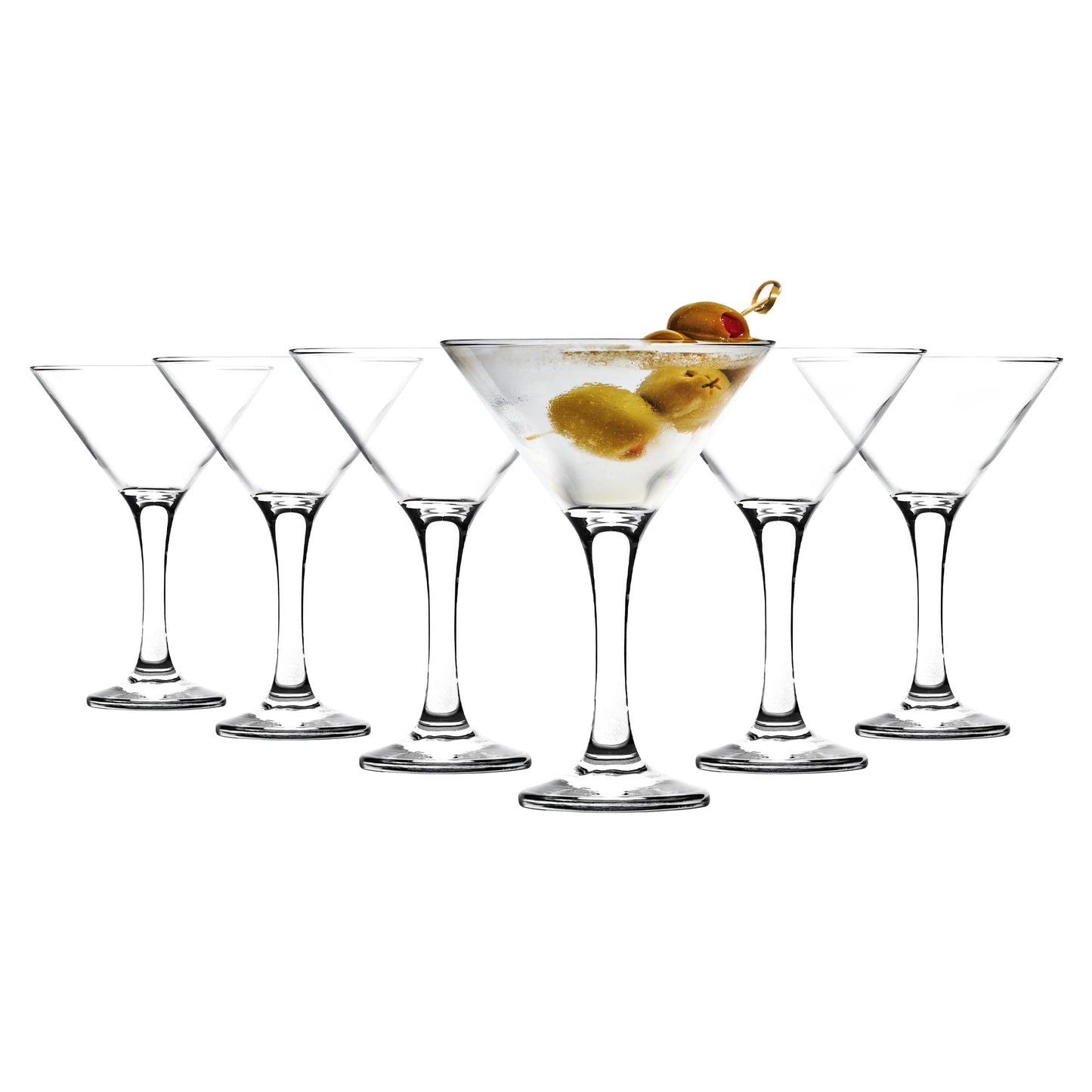 Rink Drink Martini Glasses - Classic Cocktail Party Stemware Glasses for Manhattan, Grasshopper, Espresso - 175ml - Pack of 6