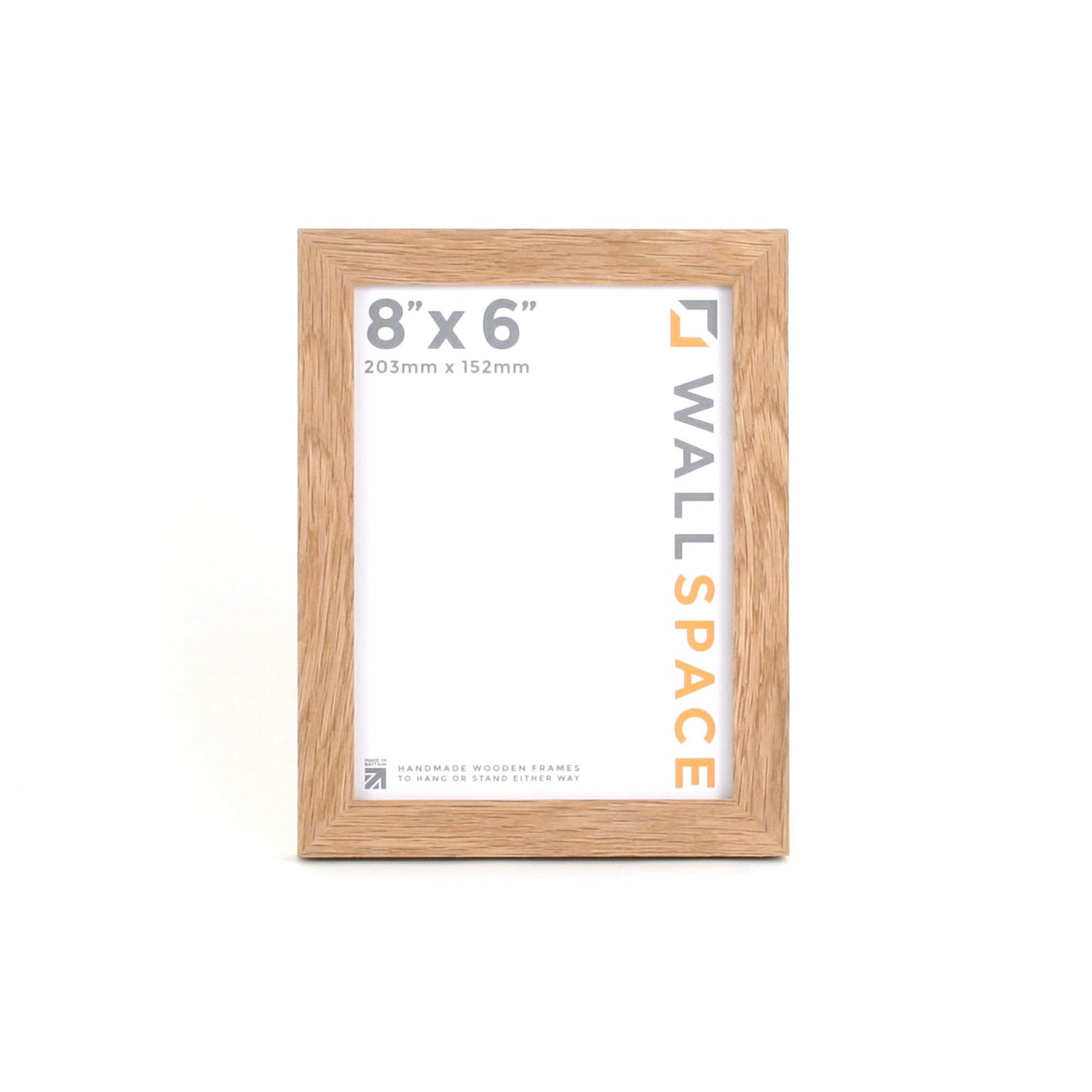 Wall Space 8x6 Oak Frame | Light Oak 8x6 Photo Frames | SOLID OAK Picture Frames 6x8 | 8 x 6 Inch Oak Photo Frame | Wooden 8x6 Photo Frames with REAL GLASS | 8x6 Wooden Frame | 8x6 Frame | 6x8 Frame Regular Frame Oak