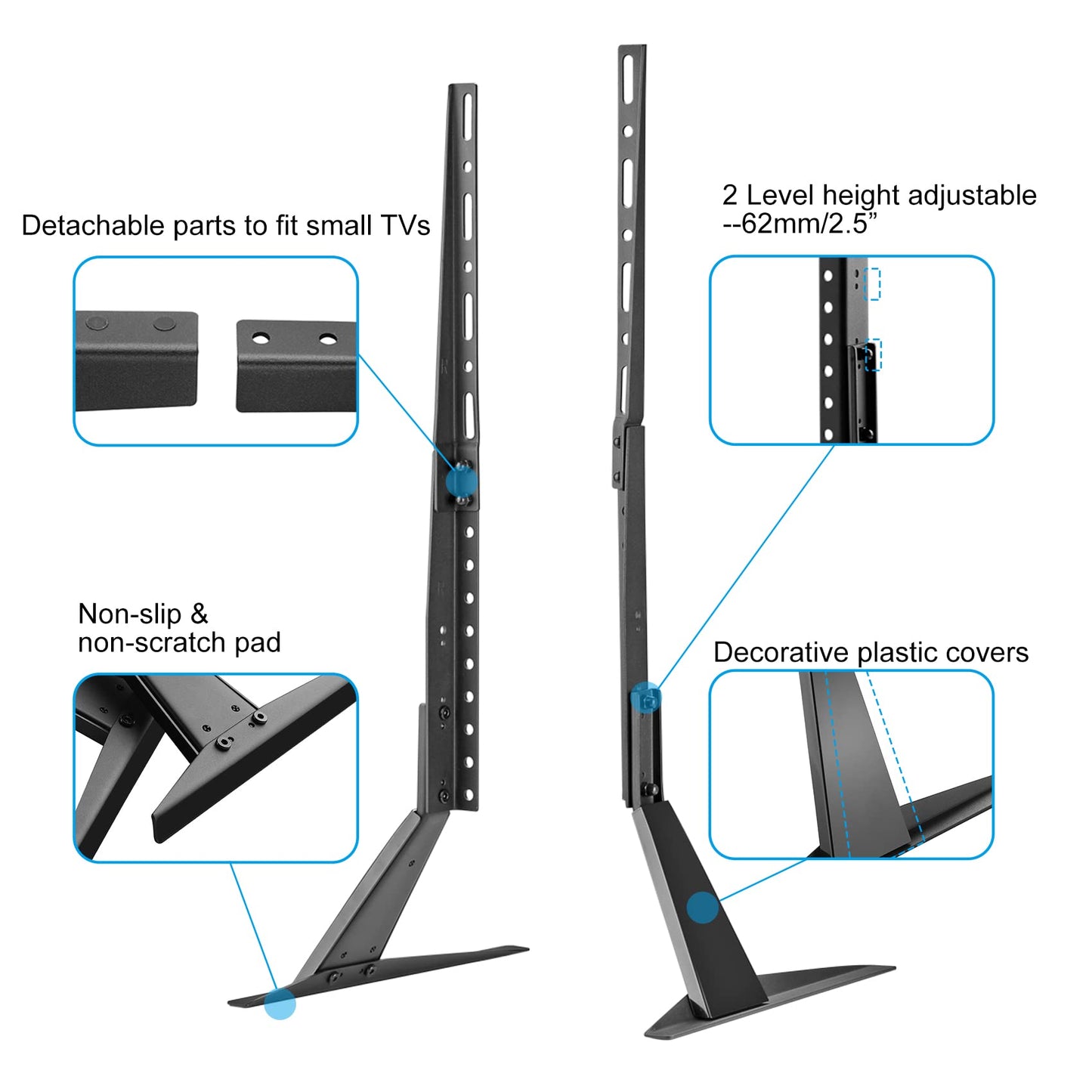 suptek Universal TV Stand, TV Leg Replacement for Most 22-65 inch LCD/LED/OLED/Plasma TVs, Adjustable Table Top TV Feet for Flat&Curved Screen, VESA up to 800x400mm, Capacity 50kgs 22"-65"