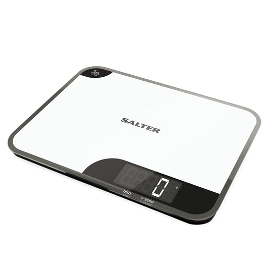 Salter 1064 WHDR Digital Kitchen Scale - 5kg Capacity, Easy Read Display, Add &Weigh/Tare Function, Measure Liquids in ml/fl.oz, Glass Platform For Baking & Cooking, Batteries Included, 17 x 23 x 1cm 5 KG Kitchen Scale and Chopping Board