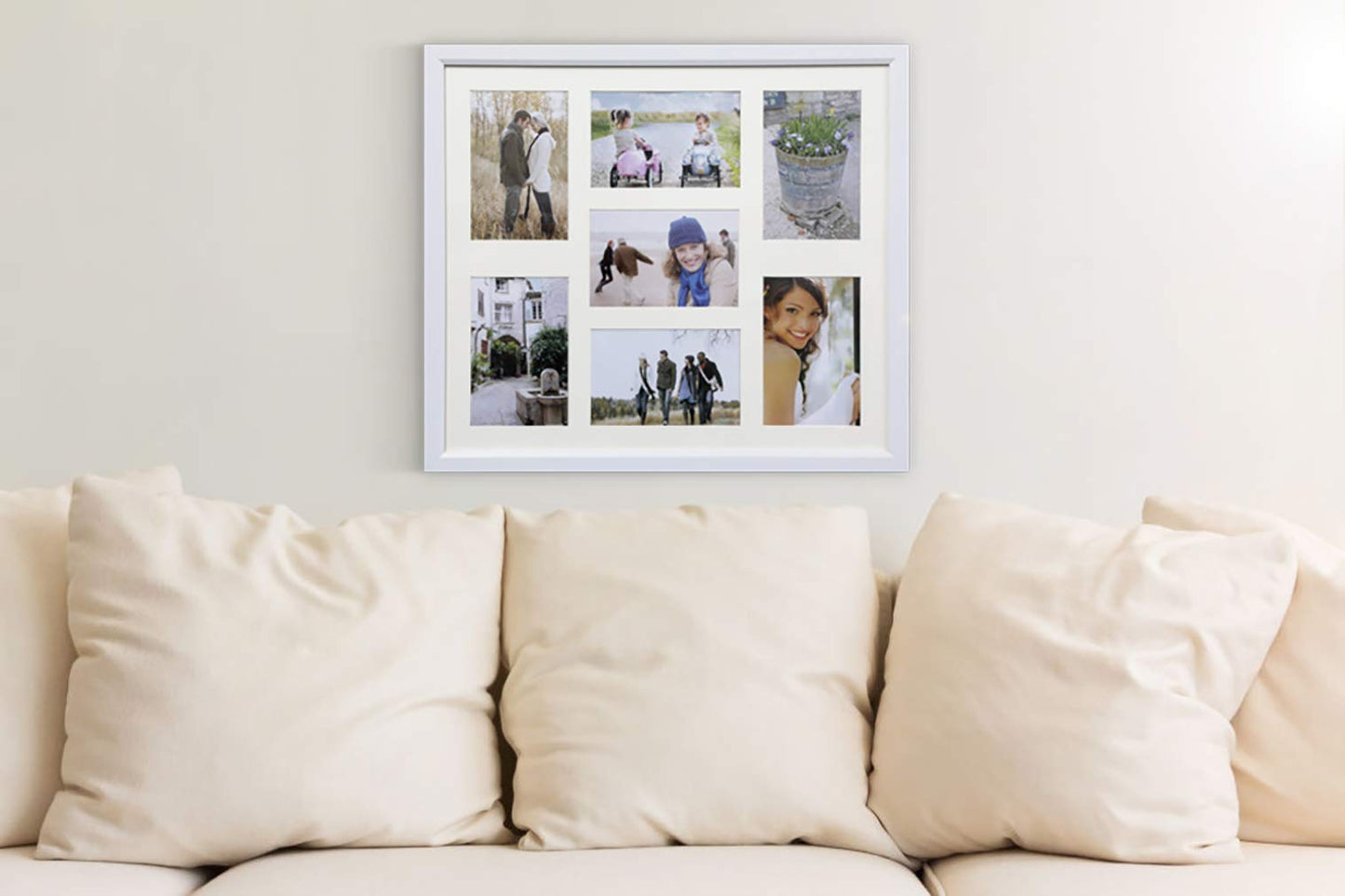 Arpan MDF Multi Aperture Photo Collage Frame for 7 Photos 3 x 6\x 4 nd 4 x 4X 6Photos (White) White