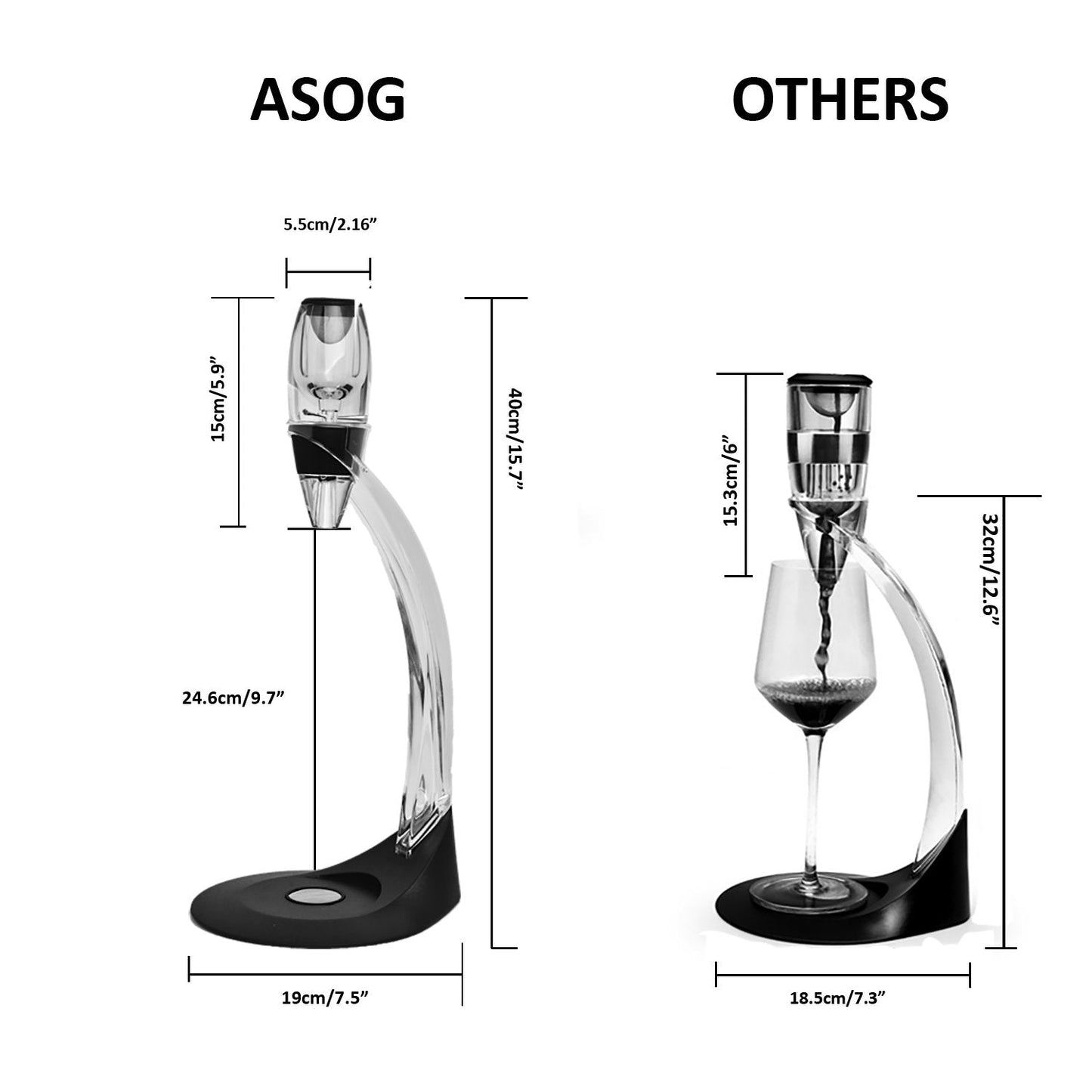 Wine Aerator Wine Decanter - ASOG Wine Decanting Jug with Tower Set and Wine Accessories, Ideal Wine Gift Set