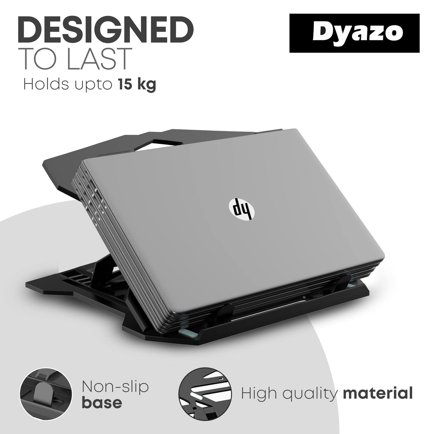 DYAZO Foldable Desk Laptop Stands, Laptop Desk Stand With Adjustable Height, Laptop Stand For Bed and Mobile tuff tray with stand supports 10-15.6” Laptops, Tablet (Black) Black