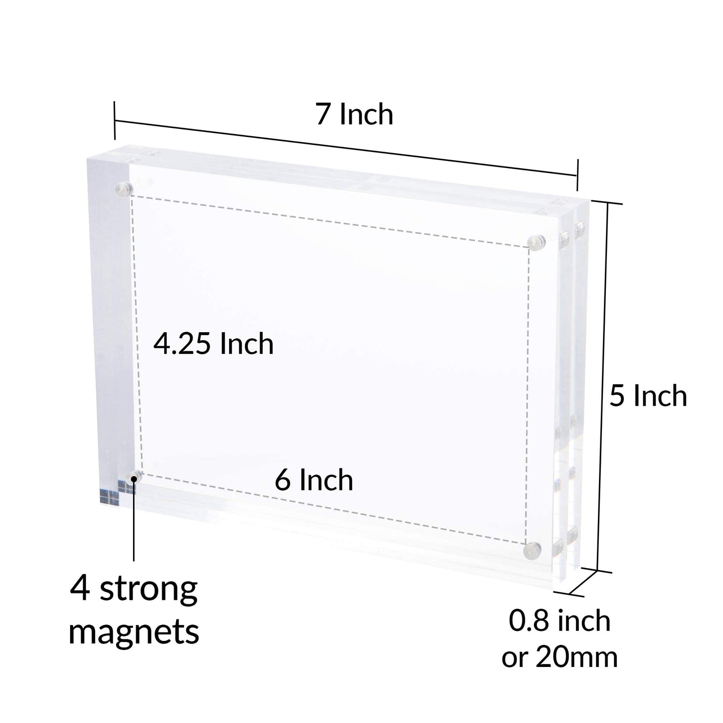 SimbaLux Magnetic Acrylic Picture Photo Frame 5x7 inches (3 Pack), Clear Glass Like, Double Sided Frameless Desktop Floating Display, Free Standing, Easy to Change 5" x 7" 3-Pack