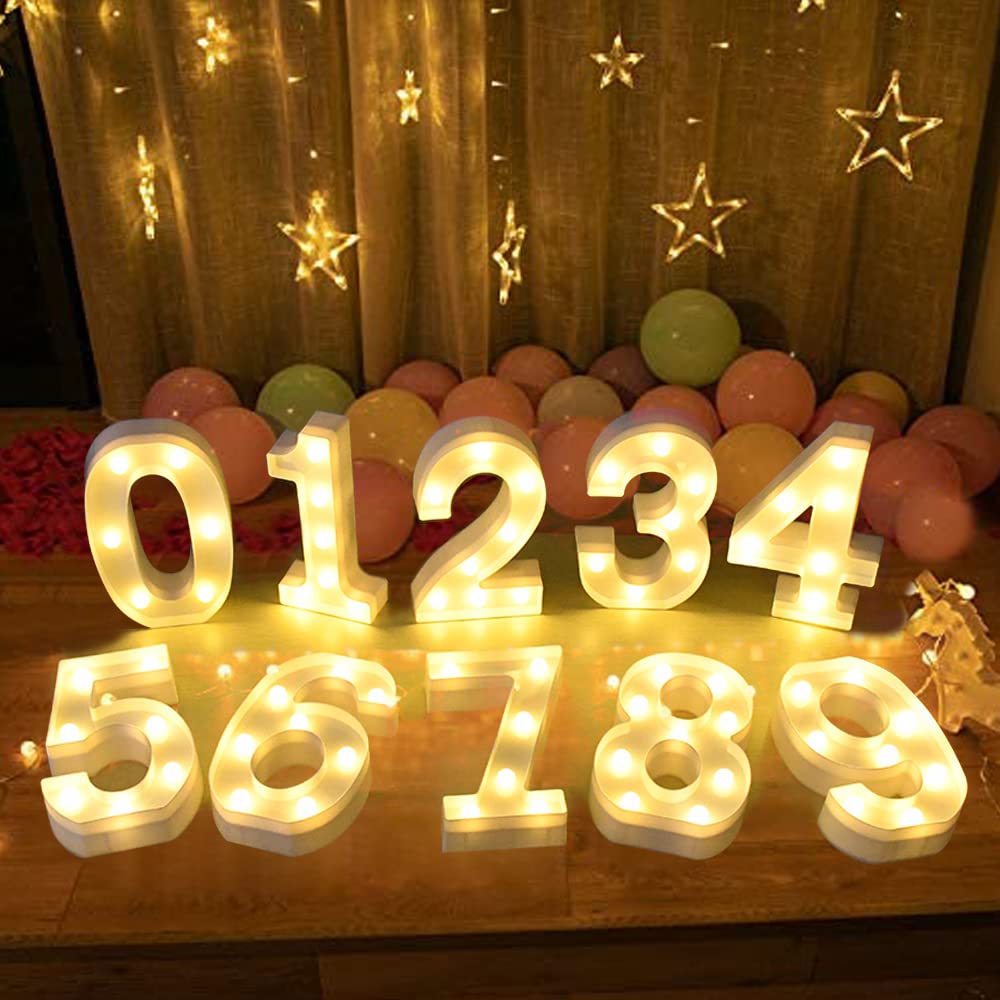 Guijiyi Number Light Sign Marquee Number Light Up Marquee 0-9 Digits Lights Sign for Night Light Standing for Home Party Bar Wedding Festival Birthday Decorations Xmas Gifts Decoration (1) 1