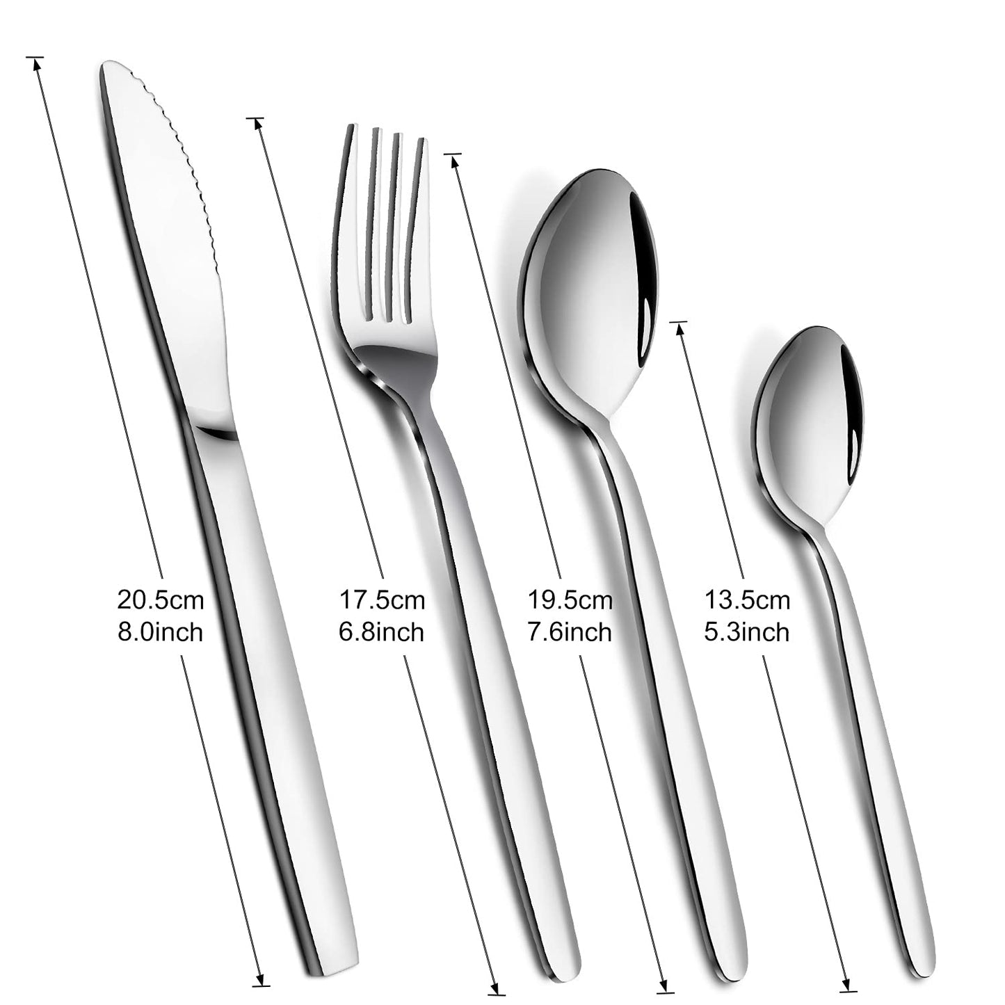 Bestdin 16 Piece Cutlery Set for 4 People, Stainless Steel Knife and Fork Sets, Silverware Set Ideal for Home/Party/Restaurant, Mirror-Polished & Dishwasher-Safe Silver