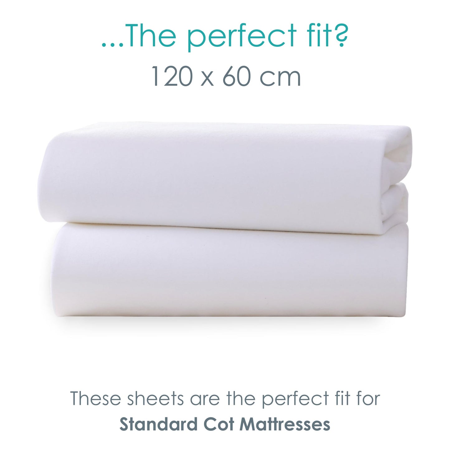 Clair de Lune Cot Fitted Sheets | Value Pack | Pair of Soft Breathable Fade Resistant Sheet | Easy Fit 100% Cotton Jersey | Made with Love In UK | 120 x 60 cm (White) White