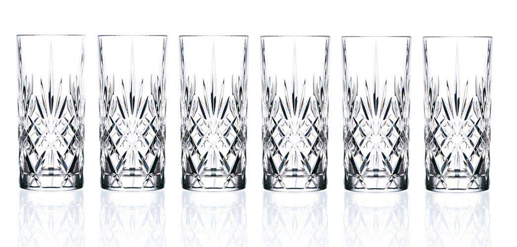 RCR Crystal Melodia Highball Glasses, Set of 6-360ml 6 Count (Pack of 1)