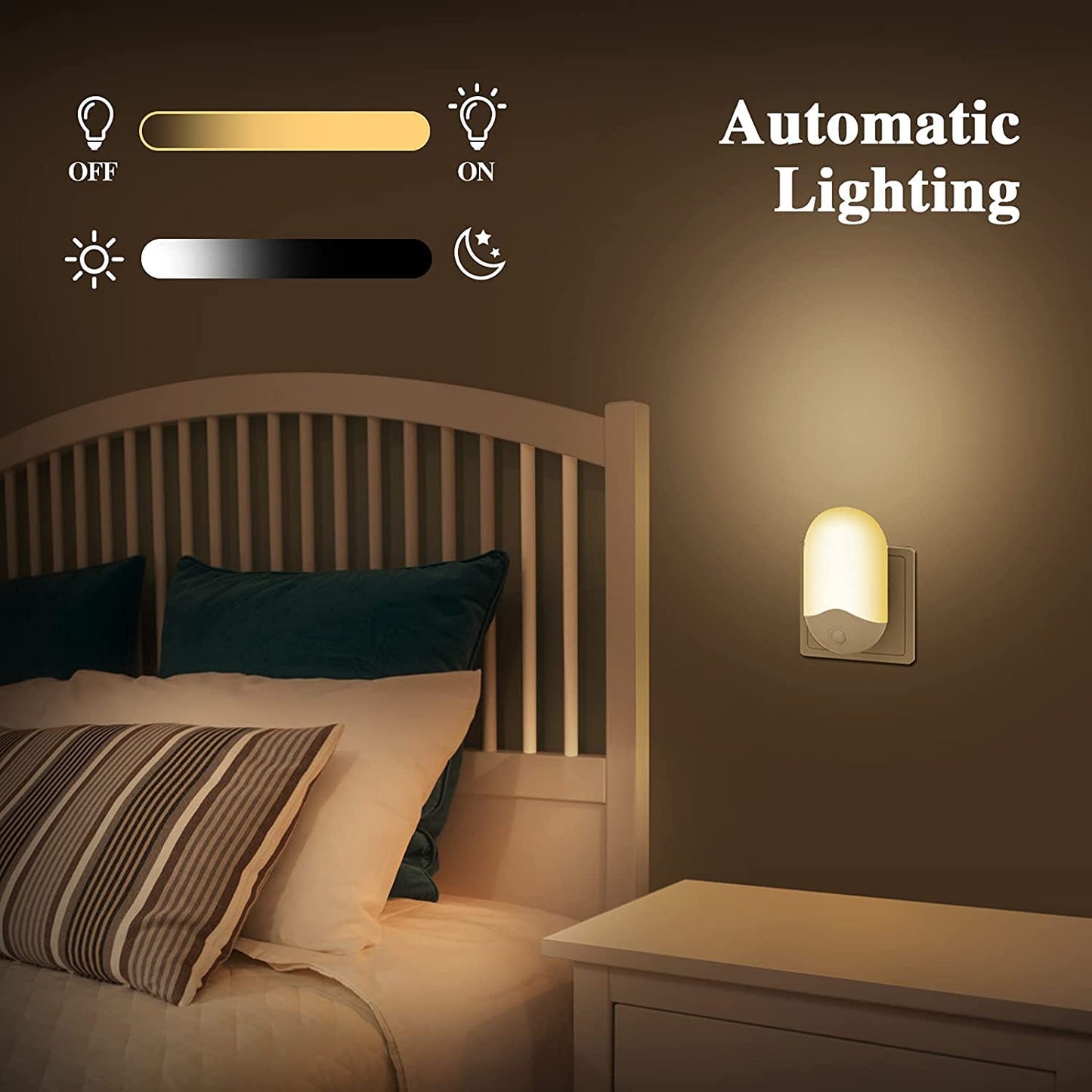 2 Pack LED Night Light, Night Lights Plug in Walls with Dusk to Dawn Photocell Sensor, 0.5W Energy Saving, Warm White Plug in Night Lighting for Kids/Children, Bedroom, Hallway, etc