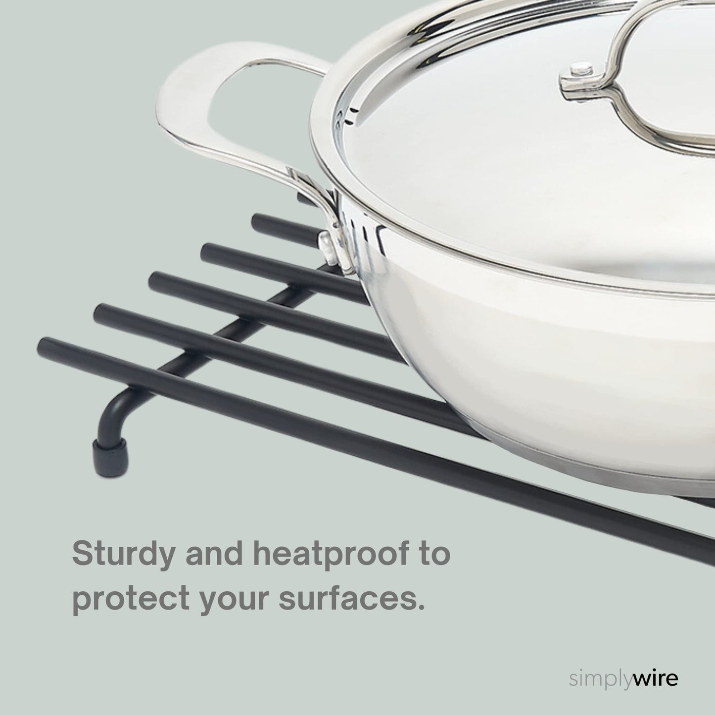 simplywire – Trivet – Heat Resistant – Kitchen Worktop Protector – Large - Black 1 Pack