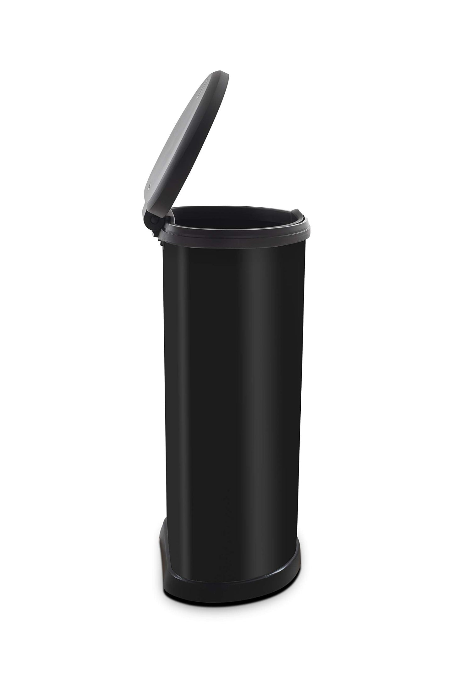 Curver Metal Effect 70% Recycled Kitchen One Touch Deco Bin, Black, 40 Litre Single