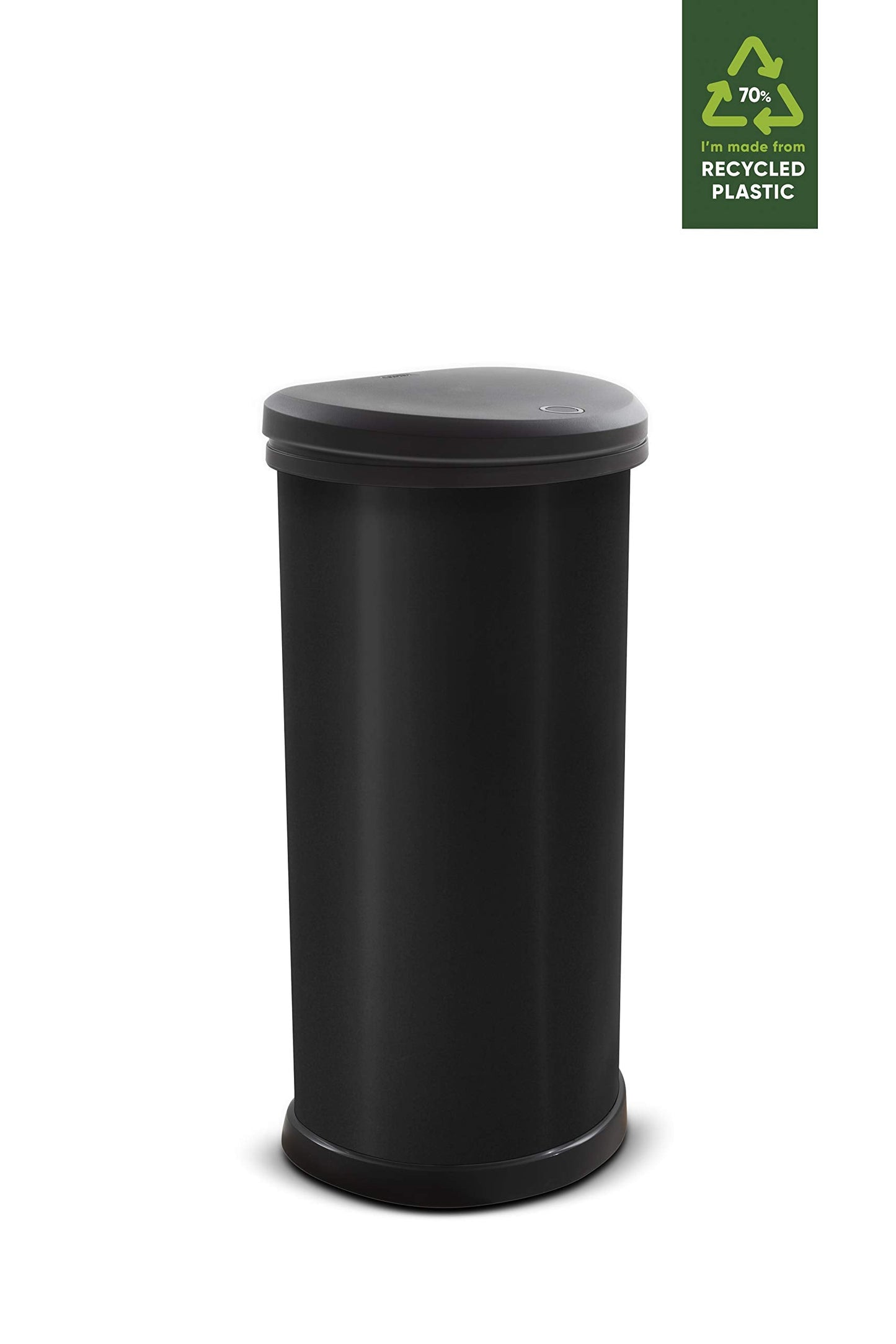 Curver Metal Effect 70% Recycled Kitchen One Touch Deco Bin, Black, 40 Litre Single