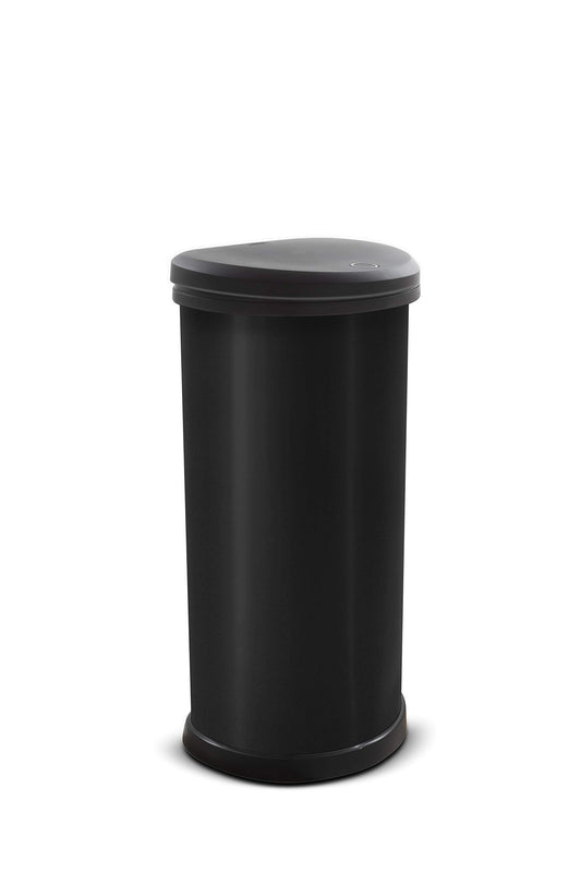 Curver Metal Effect 70% Recycled Kitchen One Touch Deco Bin, Black, 40 Litre Single