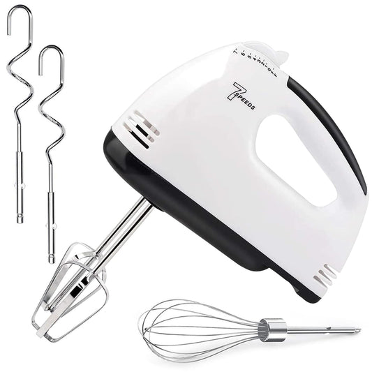 Hand Mixer Electric New 7-Speed Mixers for Baking, Stainless Steel Electric Hand Whisk, Electric Whisk Hand Mixer, Electric Whisk for Baking,Handheld Cake Mixer White2