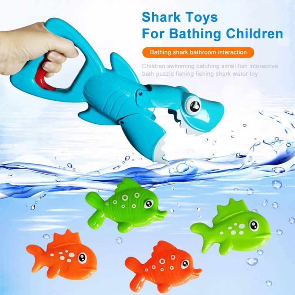 Baby Bath Toys Swimming Pool Shower Gifts Fun Bath Baby Toy for 3+ Year Olds Boy Girl Toddler Summer Bathtub Water Toys Shark Grabber Toy Fish Game Set Bath Toys No Mold for Kids Ages 3 4 5 6 7 8