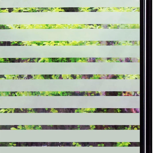 Qualsen Window Film Privacy, Frosted Window Film Stripe Window Film Privacy Window Film Self Adhesive Static Glass Window Film Window Cover for Office, Home, Kitchen (60 x 200 cm, Wide Stripe) 60 x 200 cm