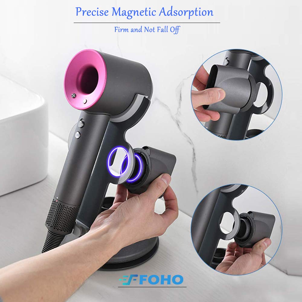 Foho Hair Dryer Holder Stand for Dyson Supersonic Hairdryer, Aluminum Alloy Stand Power Plug Holder, Bathroom Organizer for Dyson Hair Dryer Care Tools