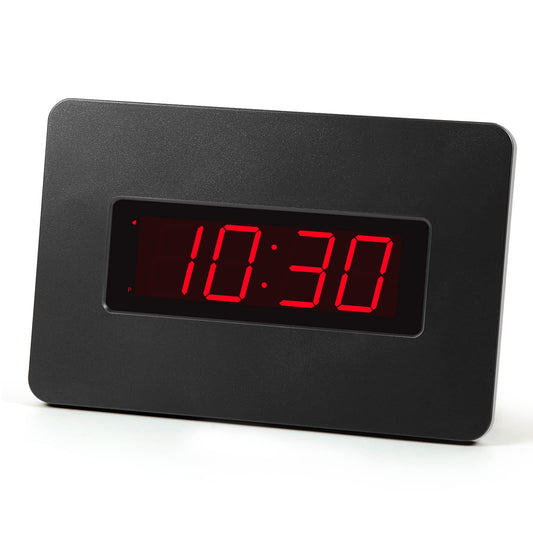 Timegyro Digital Wall Clock Battery Operated with LED Display, Wall Clock with Backlight, Table-top, Alarm, Brightness Adjustable,12/24Hr Black