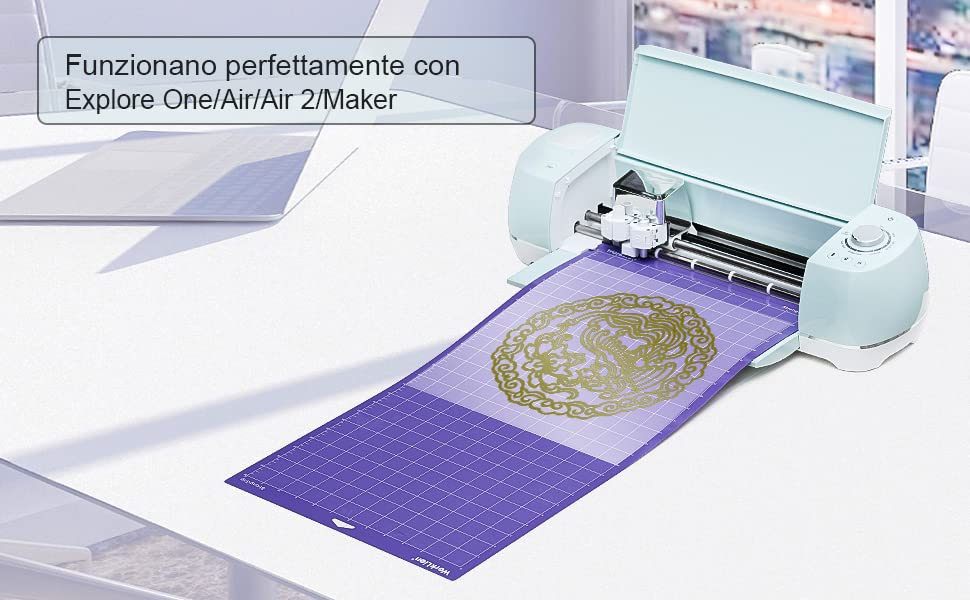 WORKLION Cutting Mat 12x24 for Cricut: Cricut Explore One/Air/Air 2/Maker Variety Adhesive Sticky StandardGrip,LightGrip,StrongGrip Non-Slip,Durable Mat - Accessories for Cricut Purple/Green/Blue 12x24 Inch