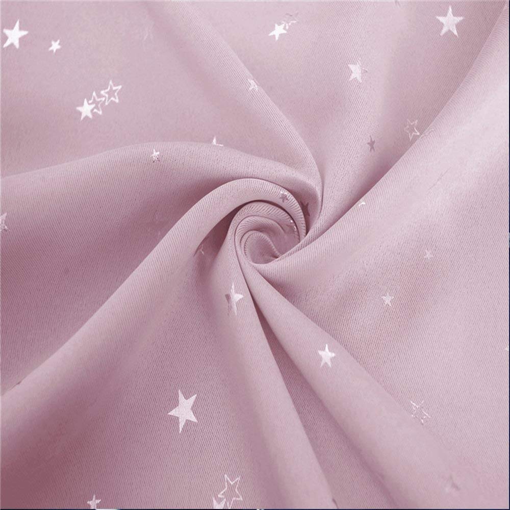 PONY DANCE Pink Curtains for Bedroom - 52 x 54 inch Pink Eyelet Foil Printed Star Blackout Curtains Thermal Eyelet Panels for Kids Preteen Bedroom/Nursery, Light Pink, 2 PCs 2 x W 52 x L 54 Printed Stars | Light Pink