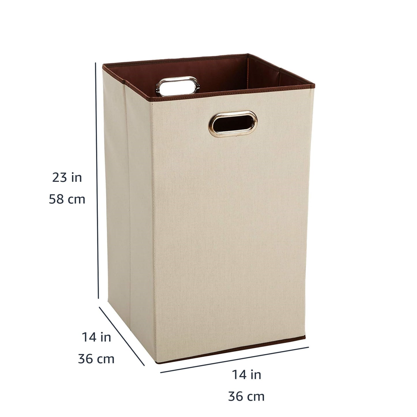 Amazon Basics Foldable Rectangular Laundry Basket, Beige,brown