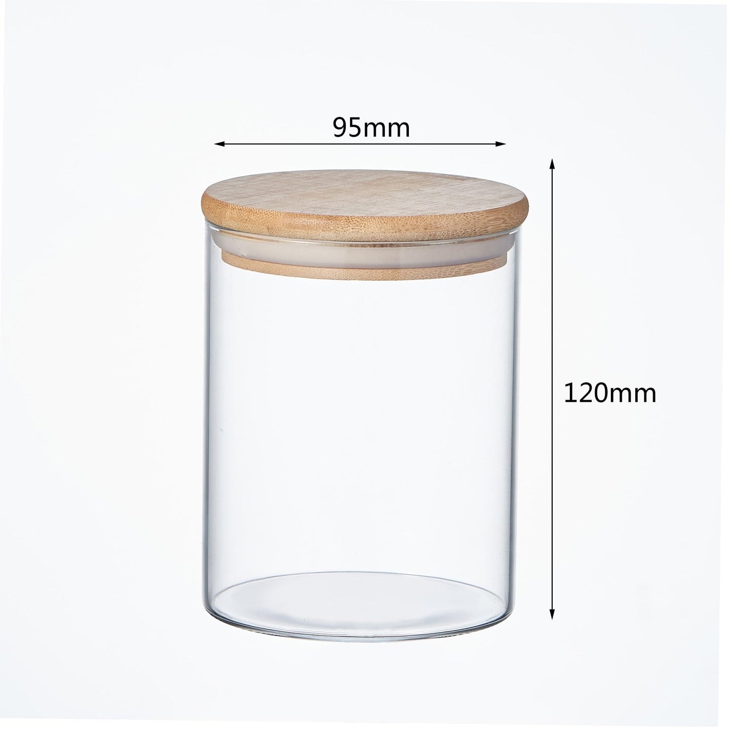 ORNAMI Airtight Glass Pantry Storage Canister Jar with Bamboo Lid | BPA-Free, Clear Kitchen Storage Jar (4 Pack, 0.8L) 4 Pack