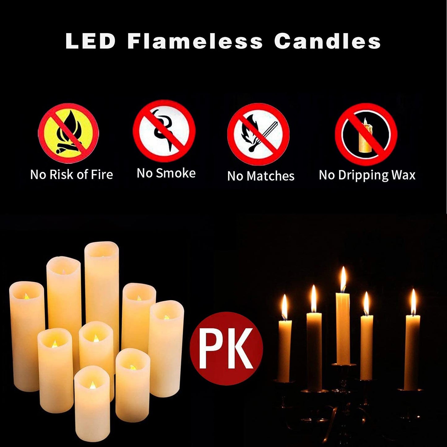 OSHINE LED Candles Flameless Candles (H 4" 5" 6" 7" 8" 9") Set of 9 Real Wax Pillar Flickering Battery Candles With10-key Remote Control Timer 300 Hours(Not Included Batteries) 9pack Led Candles(h 4"5" 6"7" 8"9")