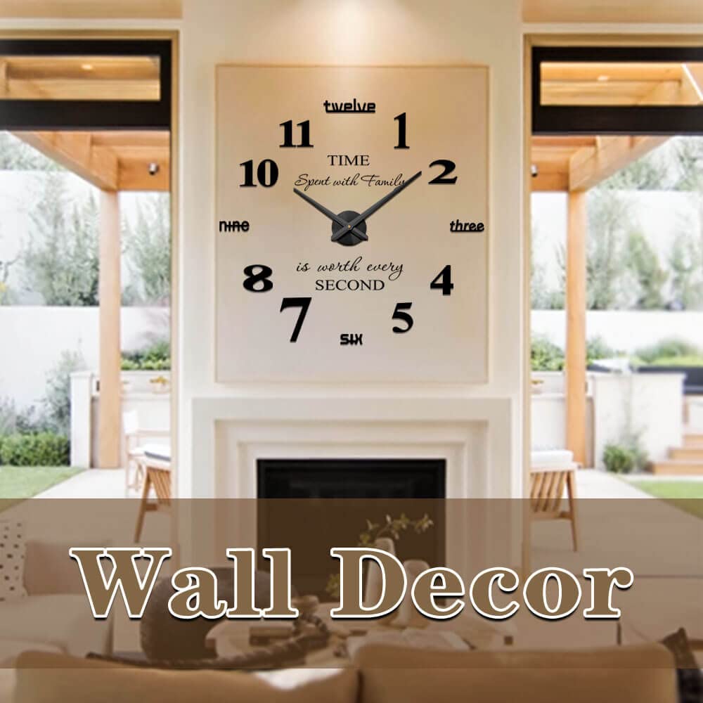 VANGOLD Modern Mute DIY Frameless Large Wall Clock 3D Mirror Sticker Metal Big Watches Home Office Decorations (Black) Black