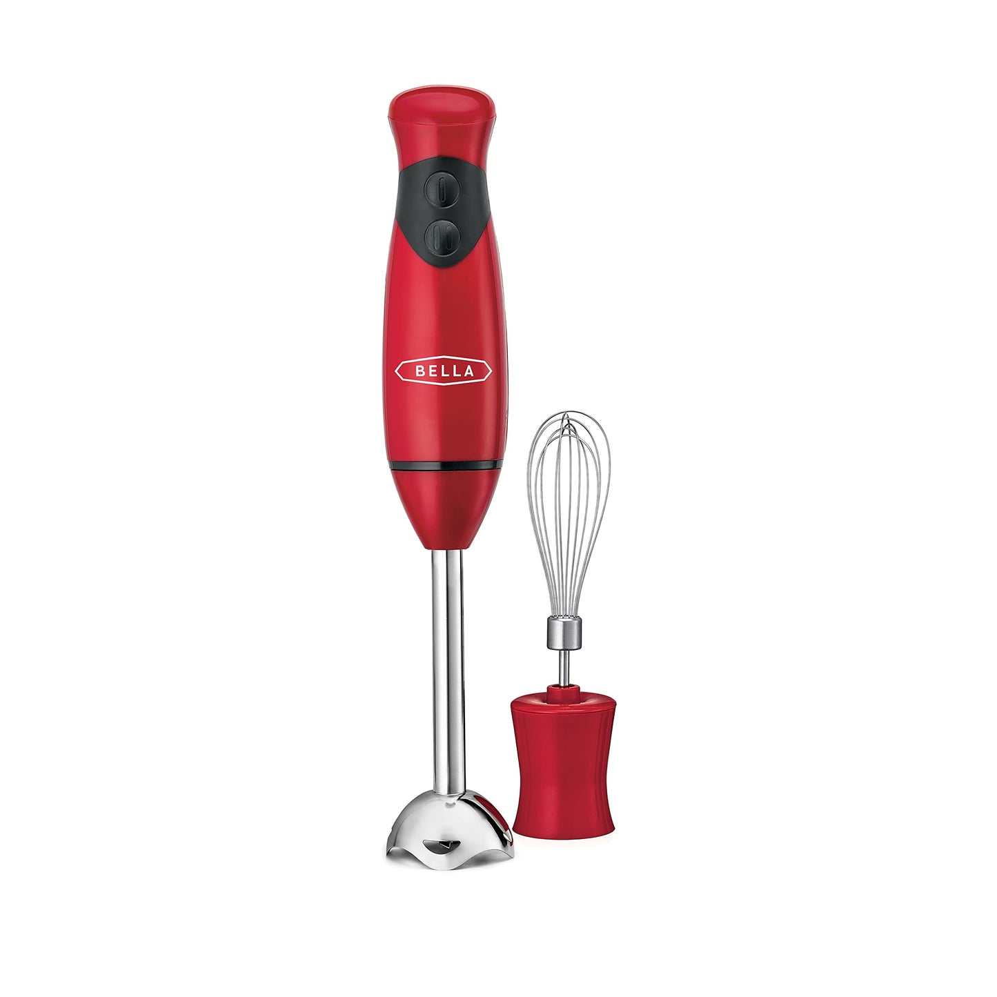 BELLA Immersion Hand Blender, Cordless Portable Mixer with Whisk Attachment, Electric Handheld Juicer, Shakes, Baby Food and Smoothie Maker, Stainless Steel, Red Immersion Blender