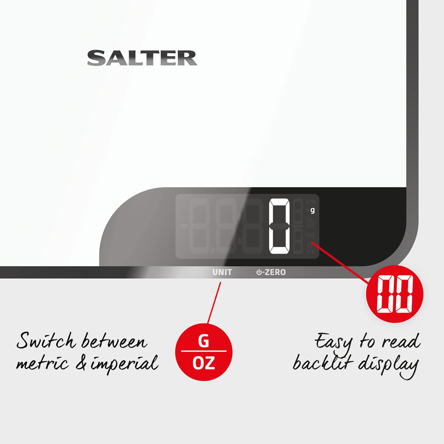 Salter 1064 WHDR Digital Kitchen Scale - 5kg Capacity, Easy Read Display, Add &Weigh/Tare Function, Measure Liquids in ml/fl.oz, Glass Platform For Baking & Cooking, Batteries Included, 17 x 23 x 1cm 5 KG Kitchen Scale and Chopping Board