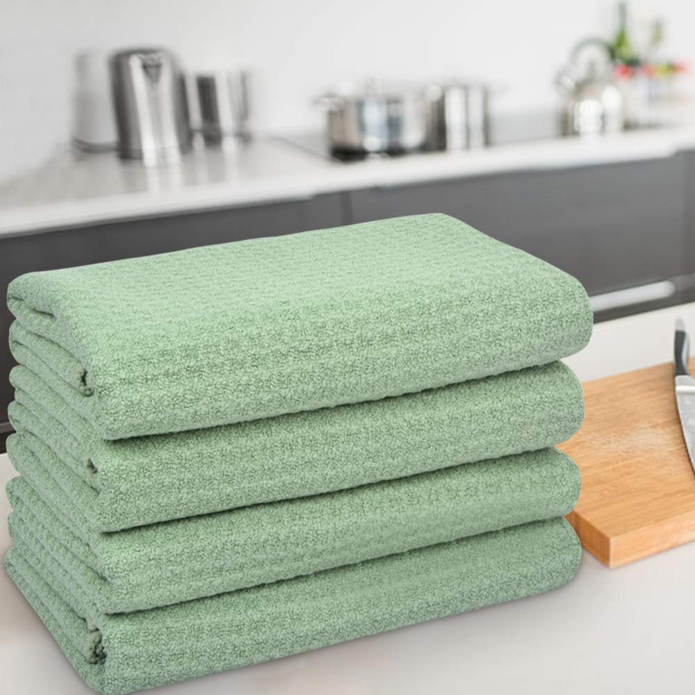 VIVOTE-Microfibre Tea Towels for Kitchen, Super Water Absorbent Dry Cloths, No Fluff Lint Residue Reusable Kitchen Dish Towels, Dry Quickly Tea Clothes, T Towels, Sage Green 40x60cm 280gsm