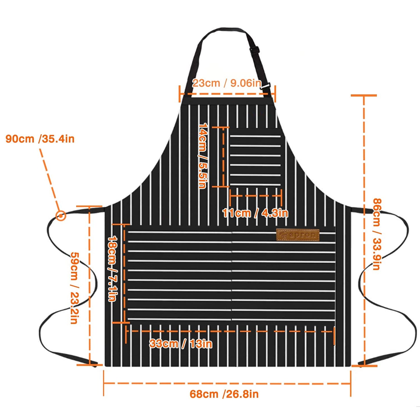 OWill Adjustable Black Apron with Pocket Cooking Kitchen Chef Aprons for Women Men Kitchen Butchers BBQ Restaurant Brown