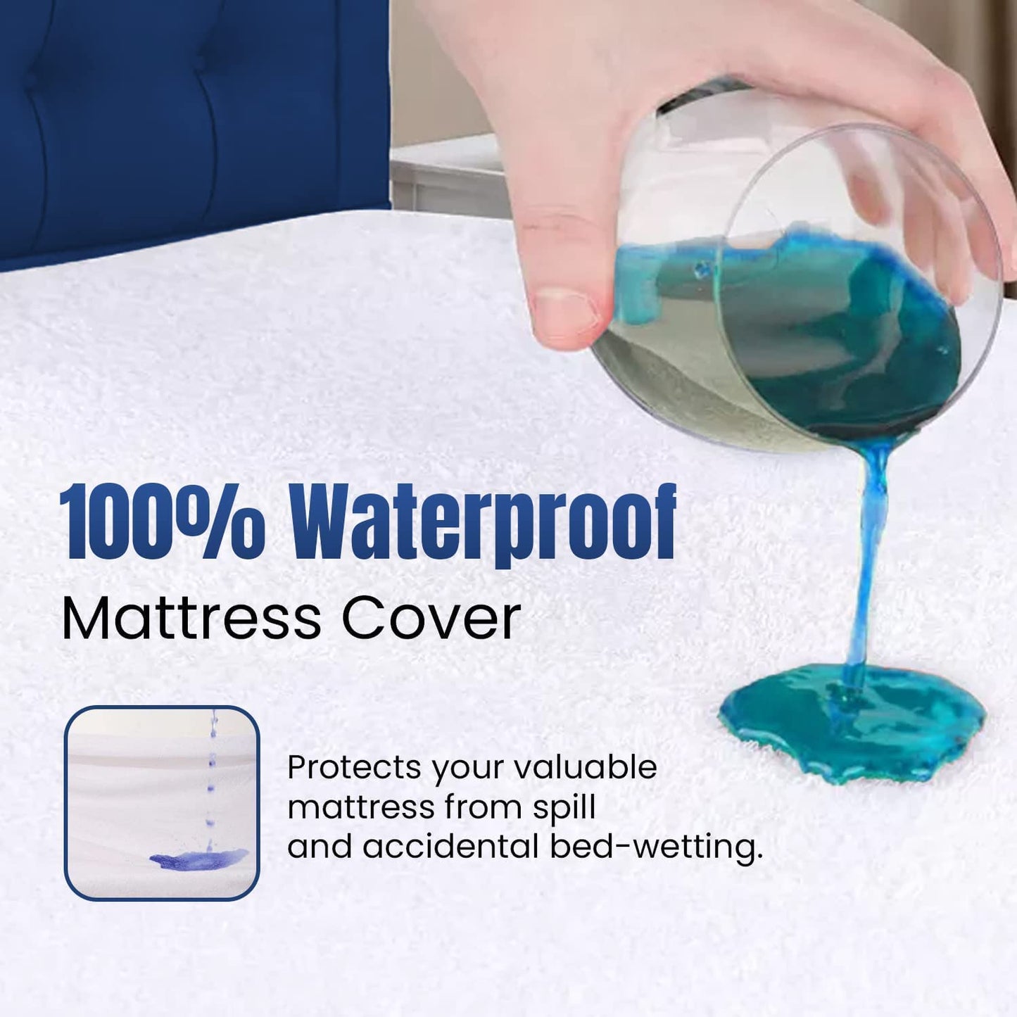 Sunshine Comforts Mattress Protector Double Bed 40cm Cotton, Soft Mattress Covers Double Bed Mattress Protectors Absorbent Double Mattress Protector Waterproof, Non-Noisy Double Mattress Protector Double (137 x193+40)