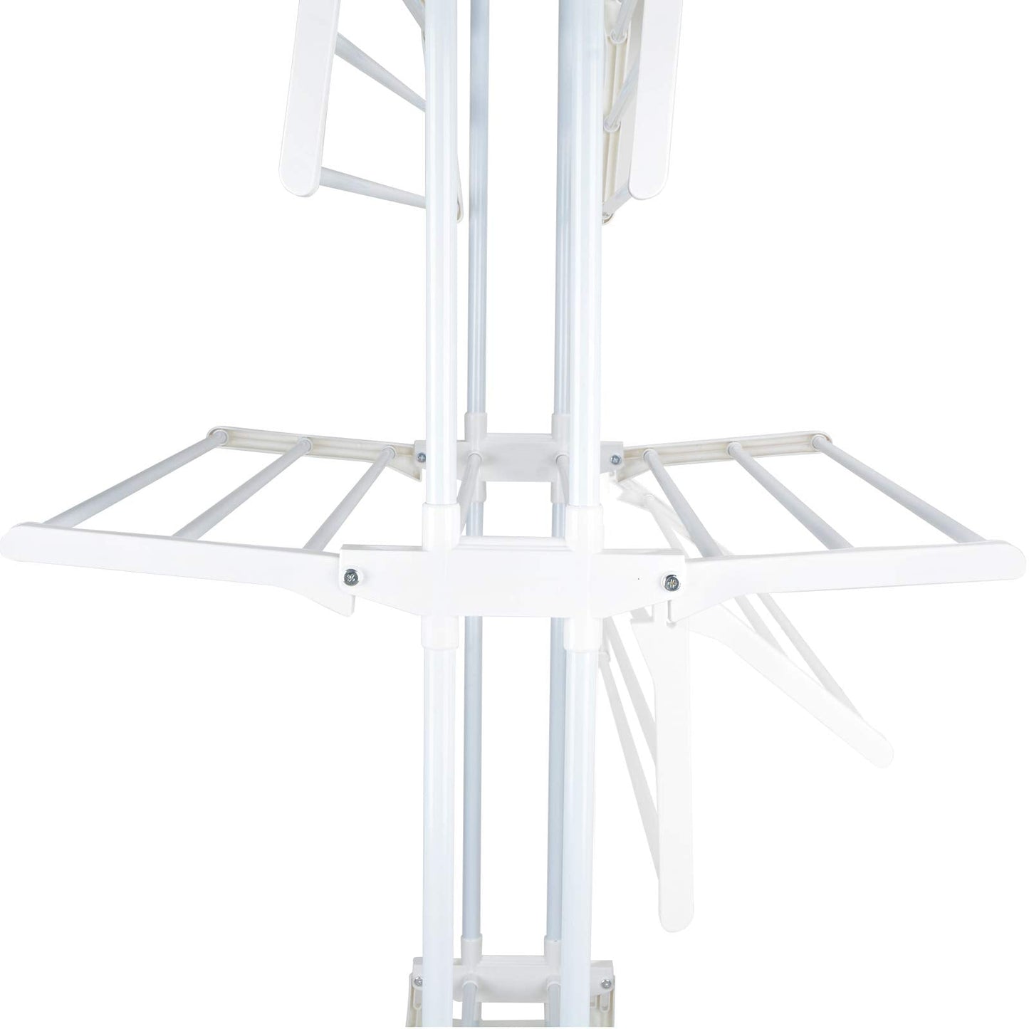 Voilamart Clothes Airer 3 Tier Foldable Laundry Drying Clothes Rack Outdoor Indoor Heavy Duty Clothing Airer Garment Dryer Stand on Wheel, White