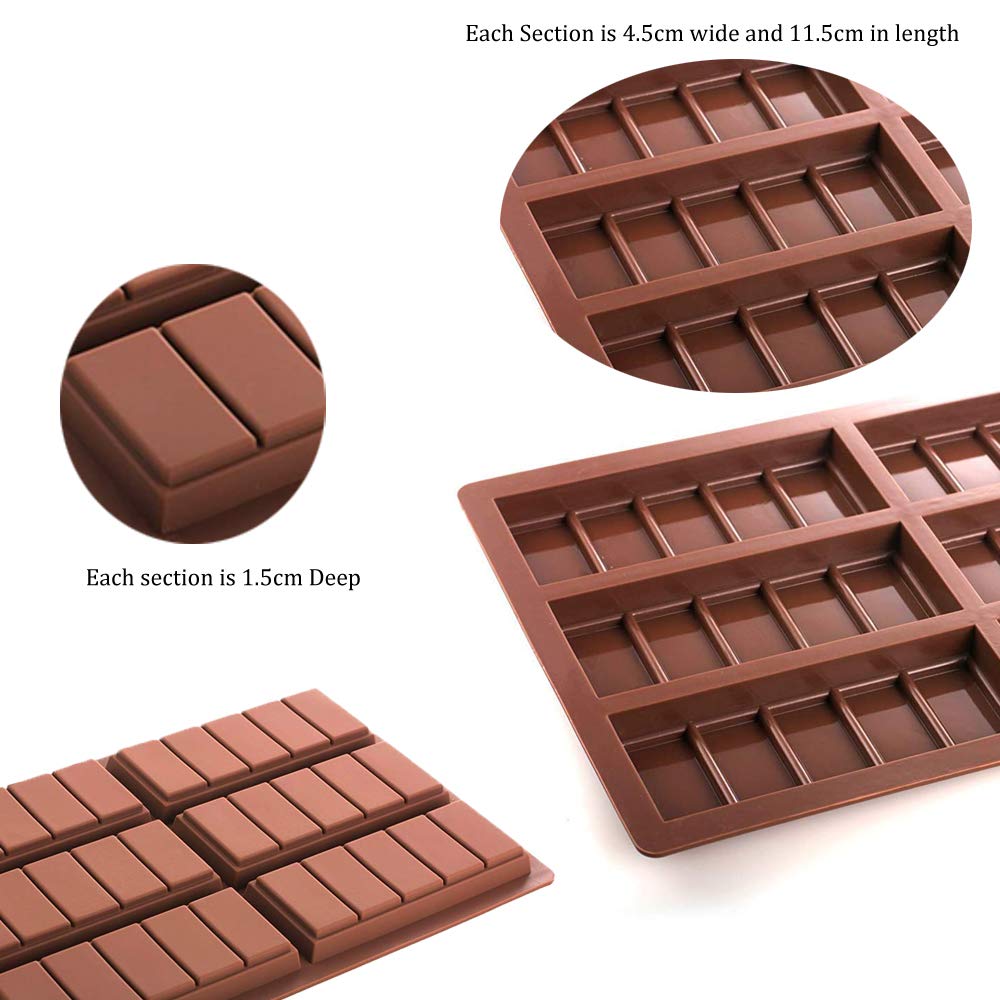 Silicone Moulds Chocolate Bar Sweet Moulds Candy Moulds Jelly Moulds Rectangle Baking Silicon Bakeware Mold Shape Soap Wax Melts Flexible Baking Mould (6 Cell 5 Section) 6 Cell 5 Section