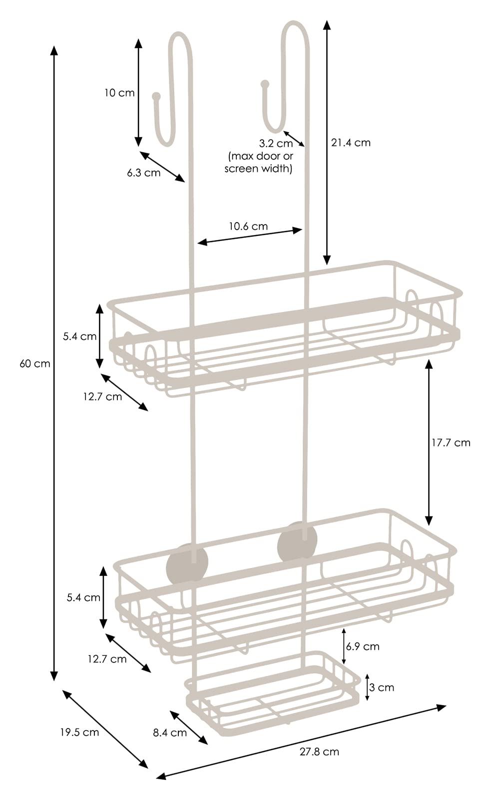 simplywire – Premium Shower Caddy - Hanging Bathroom Storage Shelves - Rust Resistant – Black