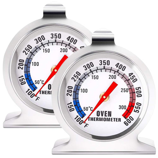 Anvin Oven Thermometers Large Dial Oven Grill Monitoring Cooking Thermometer with Dual-Scale 50-300°C/100-600°F for BBQ Baking, Hooks or Stands Alone Thermometers Durable Steel (Pack of 2)