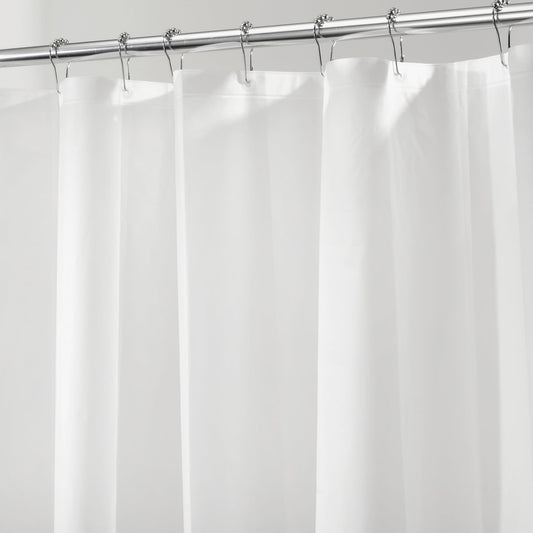 iDesign Shower Curtain with Magnetic Hem, Long Shower Curtain Made of Mould PEVA, Stylish and Water Repellent Shower Liner for Bathroom, Frost White, 183 x 183 cm, 183.00 x 183.00 cms