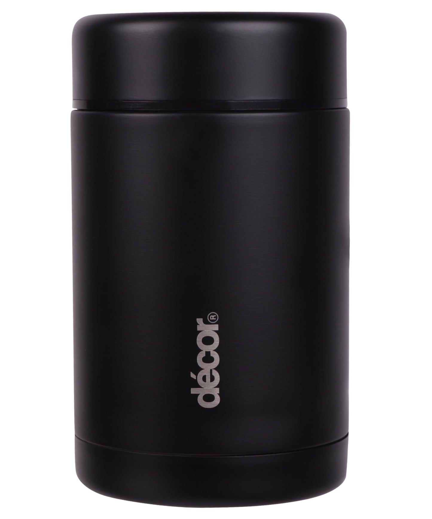 Décor Vacuum Insulated Food Flask, Stainless Steel Insulated Food Flask, Ideal To Carry Lunch, Coffee, Porridge, Curry, Soups, Leak-Proof, BPA-Free, Reusable, Keeps Food Hot & Cold, Black, 520ml Single