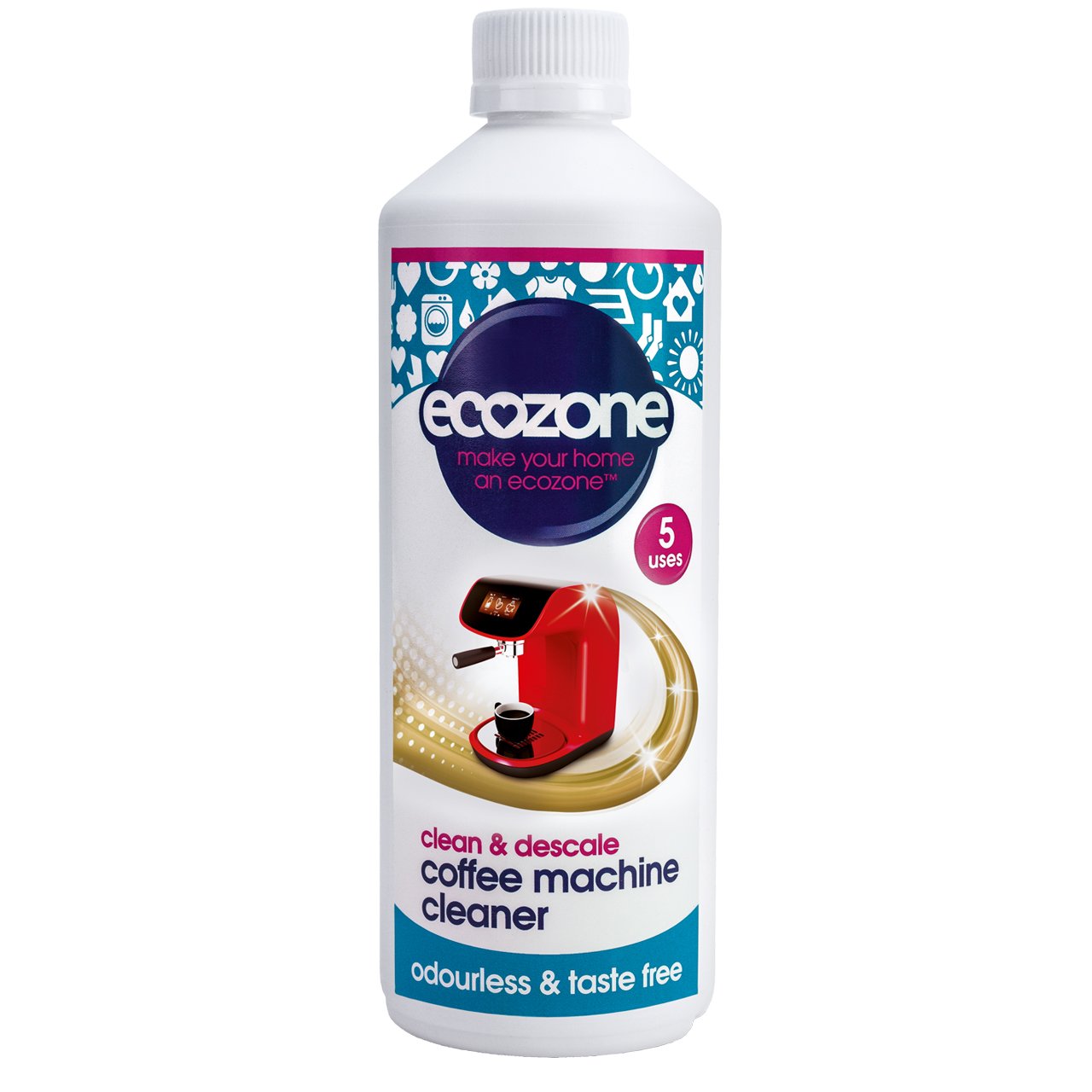 Ecozone Coffee Machine Cleaner and Descaler 500 ml - 5 Applications per bottle