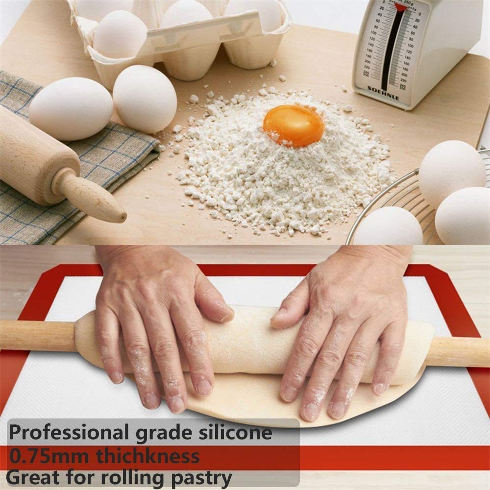 Silicone Baking Mat,NonStick Baking Mats (x3) Non-Slip Washable Reusable Heat Resistant, Non-Toxic, Flexible, Non-Stick, Easy to Clean Baking Sheet(16.5"x11") Tricolor