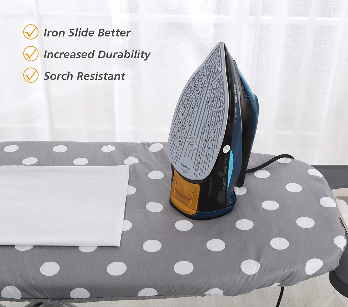 SHERWOOD Ironing Board Cover 135 x 45cm 100% Cotton Cover with Thick Felt Resists Scorching and Staining Adjustable Size Iron Board Cover - Bubble