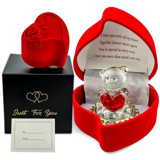 SAFRI Teddy Bear Girlfriend Boyfriend Husband Wife Fiancee Fiance Gift Christmas Valentines day Gift Boxed Glass Ornament Mum Mothers Day Present