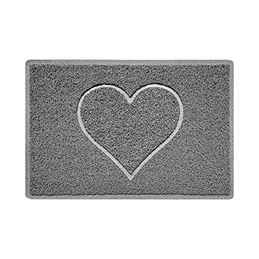 Nicoman Heart Embossed Shape Entrance Door Mat Dirt-Trapper Jet-Washable Doormat Indoor or Outdoor - (Small, Grey, 60 x 40cm) HEART - Use Indoor or Sheltered Outdoor Small (60x40cm) Gray