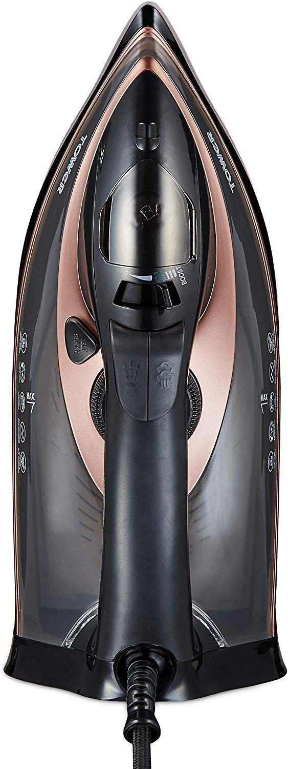 Tower T22013 CeraGlide Steam Iron, Ceramic Sole Plate, 3100 W, Rose Gold and Black.