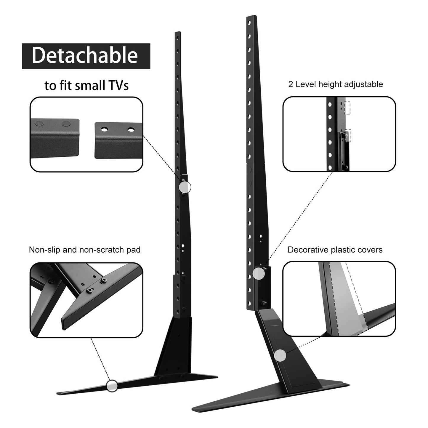 Suptek Universal TV Stand 65 inch, Metal TV Legs for 20-65 inch LCD/LED/OLED/Plasma Flat&Curved Screen TV Height Adjustment with VESA 75x75mm to 800x500mm Max 50kgs/110lbs TV Feet