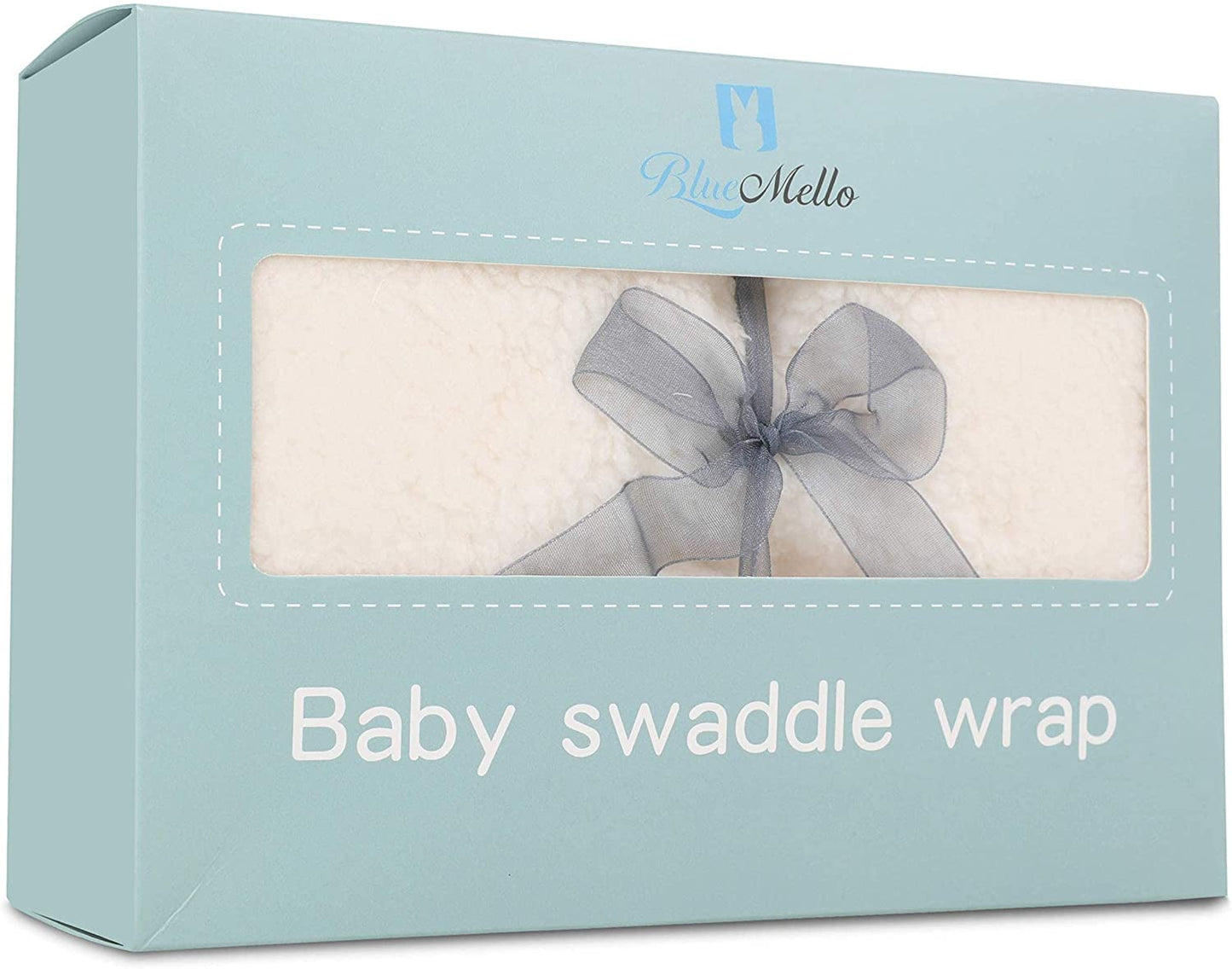 BlueMello Baby Swaddle Blanket | Ultra-Soft Plush Essential for Infants 0-6 Months | Receiving Swaddling Wrap White | Ideal Newborn Registry and Toddler Boy Accessories | Perfect Baby Girl Shower Gift