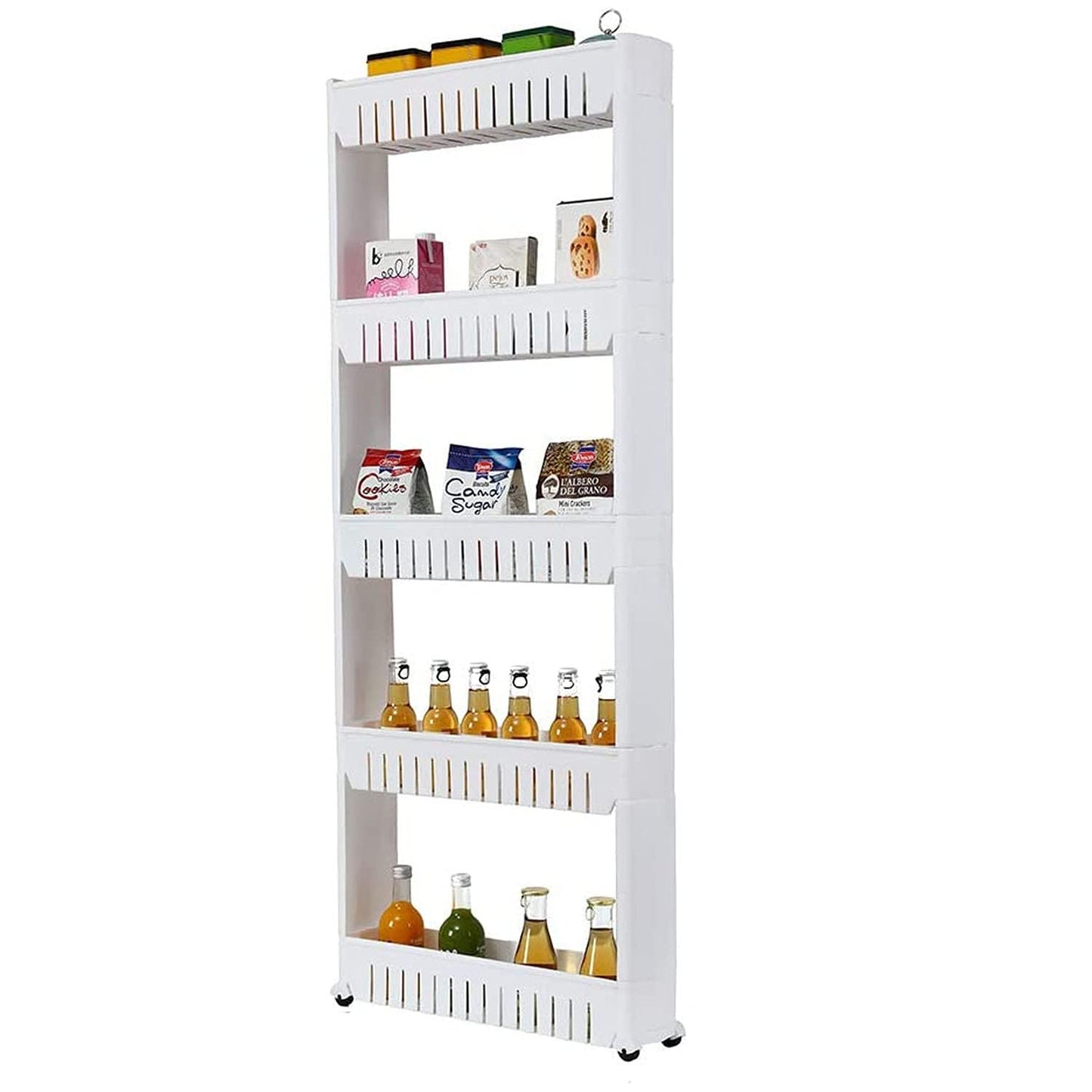 Taylor & Brown 5-Tier Slim Slide Out Kitchen Trolley, Storage Shelf, Moving Wall Cabinets Tower Holder Rack on Wheels, Rolling Storage Unit Cart for Kitchen/Laundry/Bathroom 5 Tier