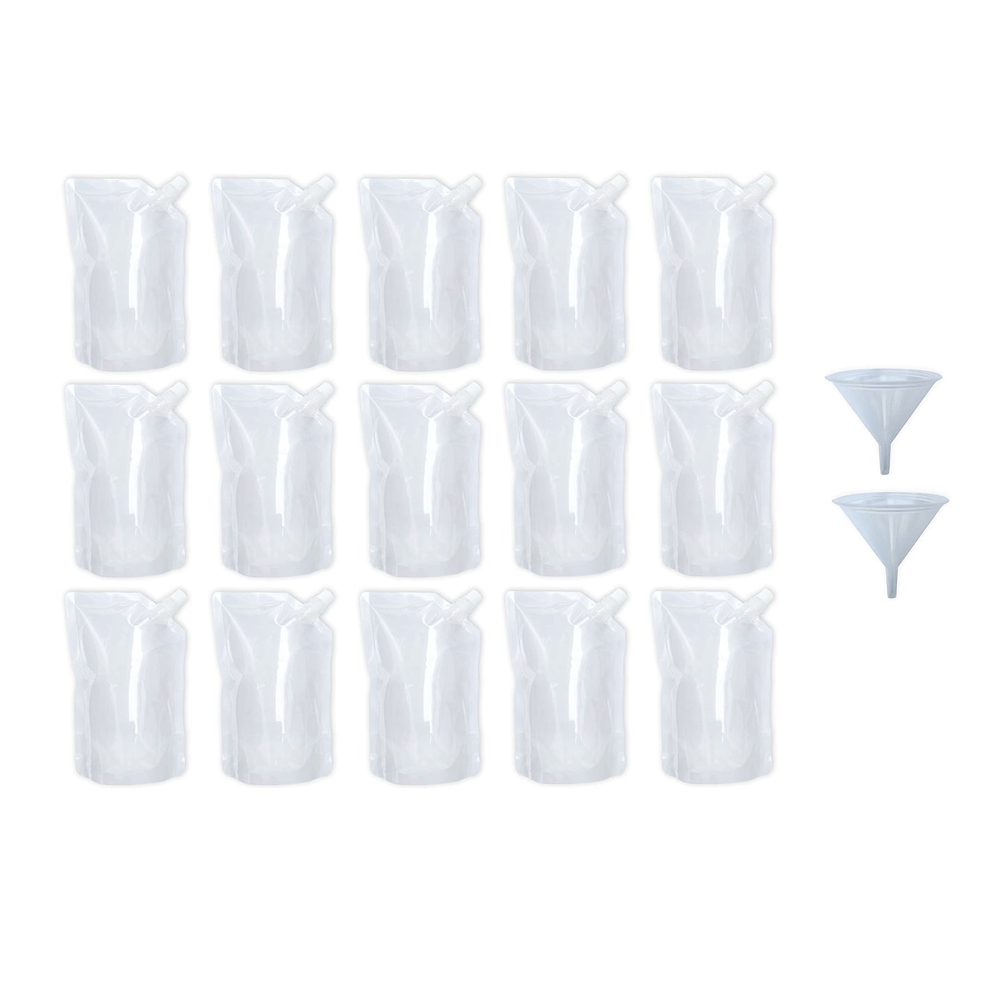 15pcs 500ml Refillable Drink Pouches for Festivals Clear Travel Plastic Drinks Flasks Cruise Kit Reusable Alcohol Liquor Juice Bags Drink Container Party Halloween Christmas Hot Cold Beverage 500ml.